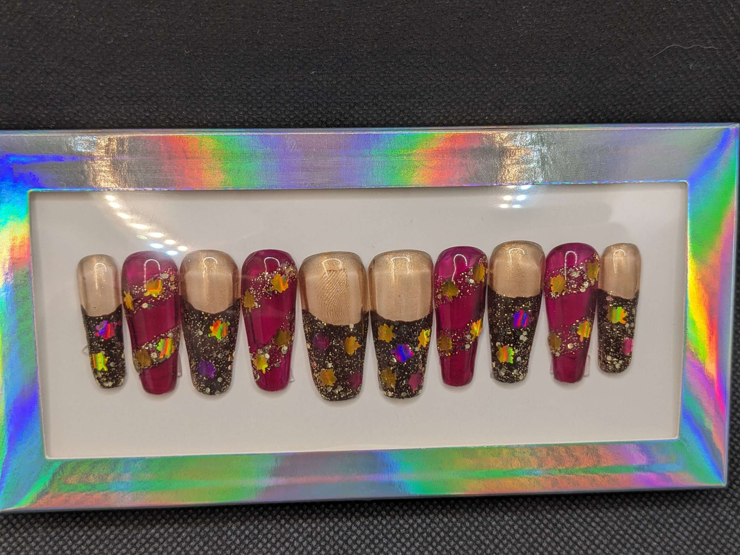 Autumn leaves Nails Glue on - Keychain