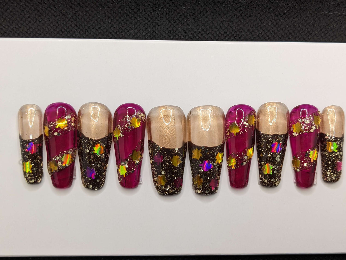 Autumn leaves Nails Glue on - Keychain