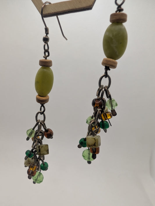 Green Cluster Earrings