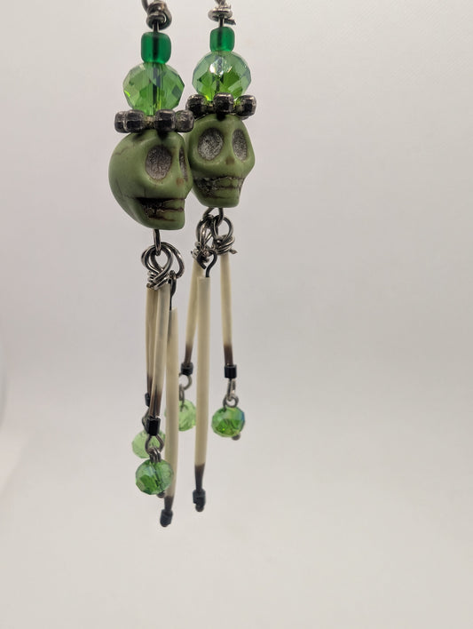 Green Skull LG Earring