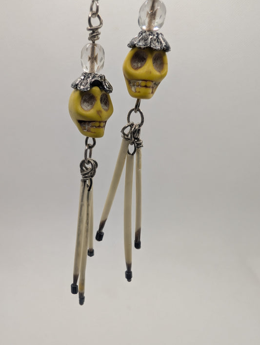 Y Pork Skull Earrings
