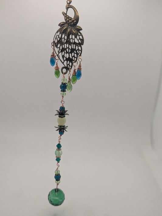 Peacock Suncatcher - Handcrafted Suncatcher Prism | Cori's Creations