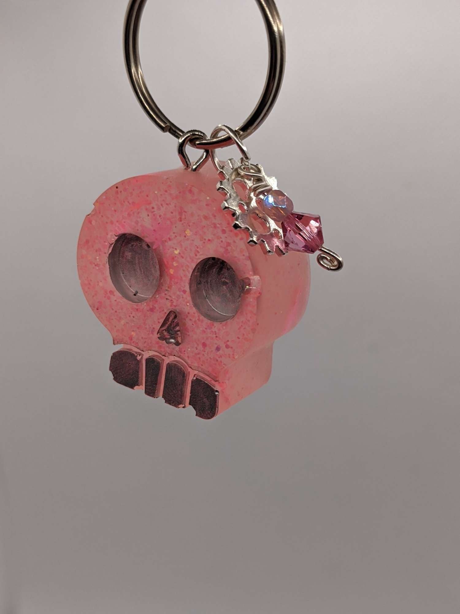 Pink Glow in the Dark Skull - Keychain