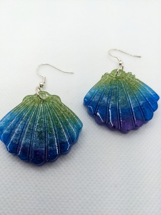 Green & Blue Shell Earrings - Earrings