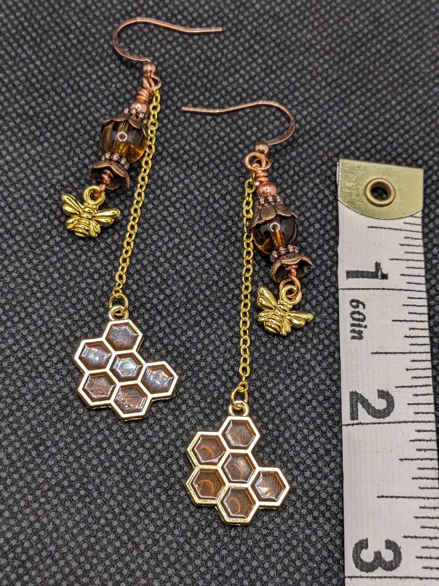 Honey comb & Bee Earrings - Earrings