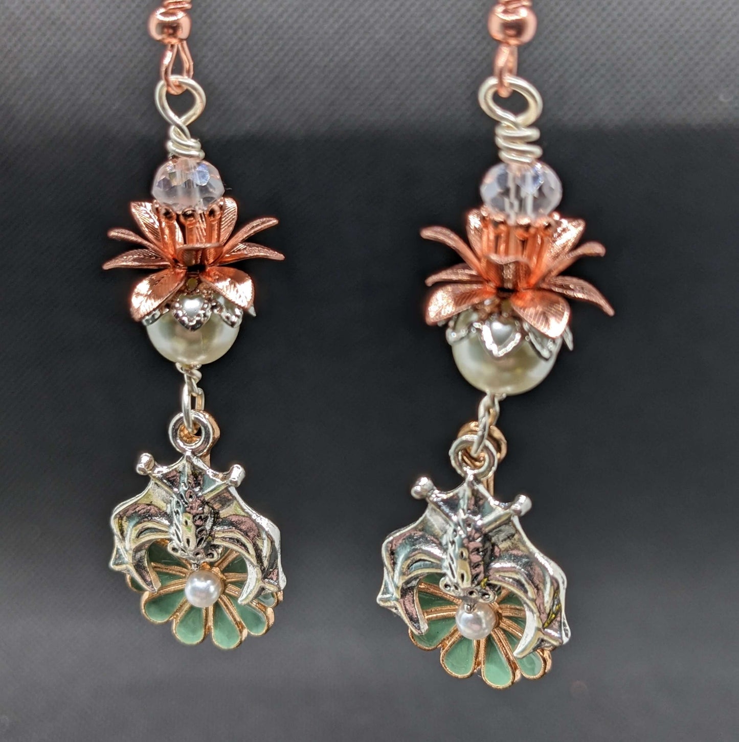 Fruit Bat & Sage Green Flower Earrings - Earrings