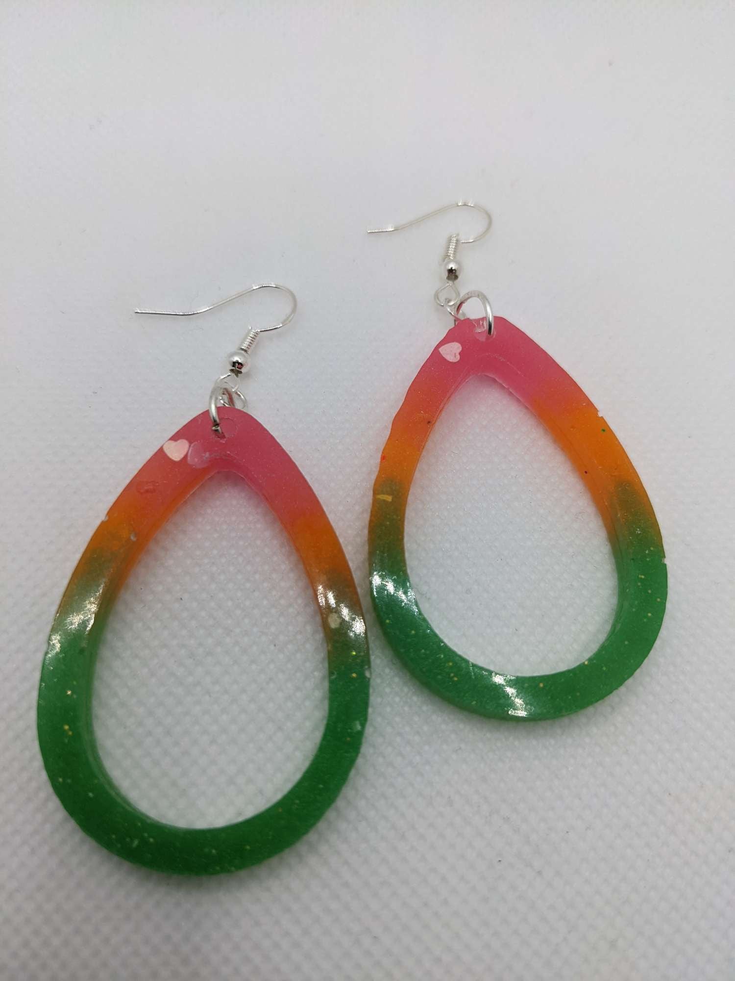 Rainbow Sherbet Hollow Teardrop Earrings - Earrings