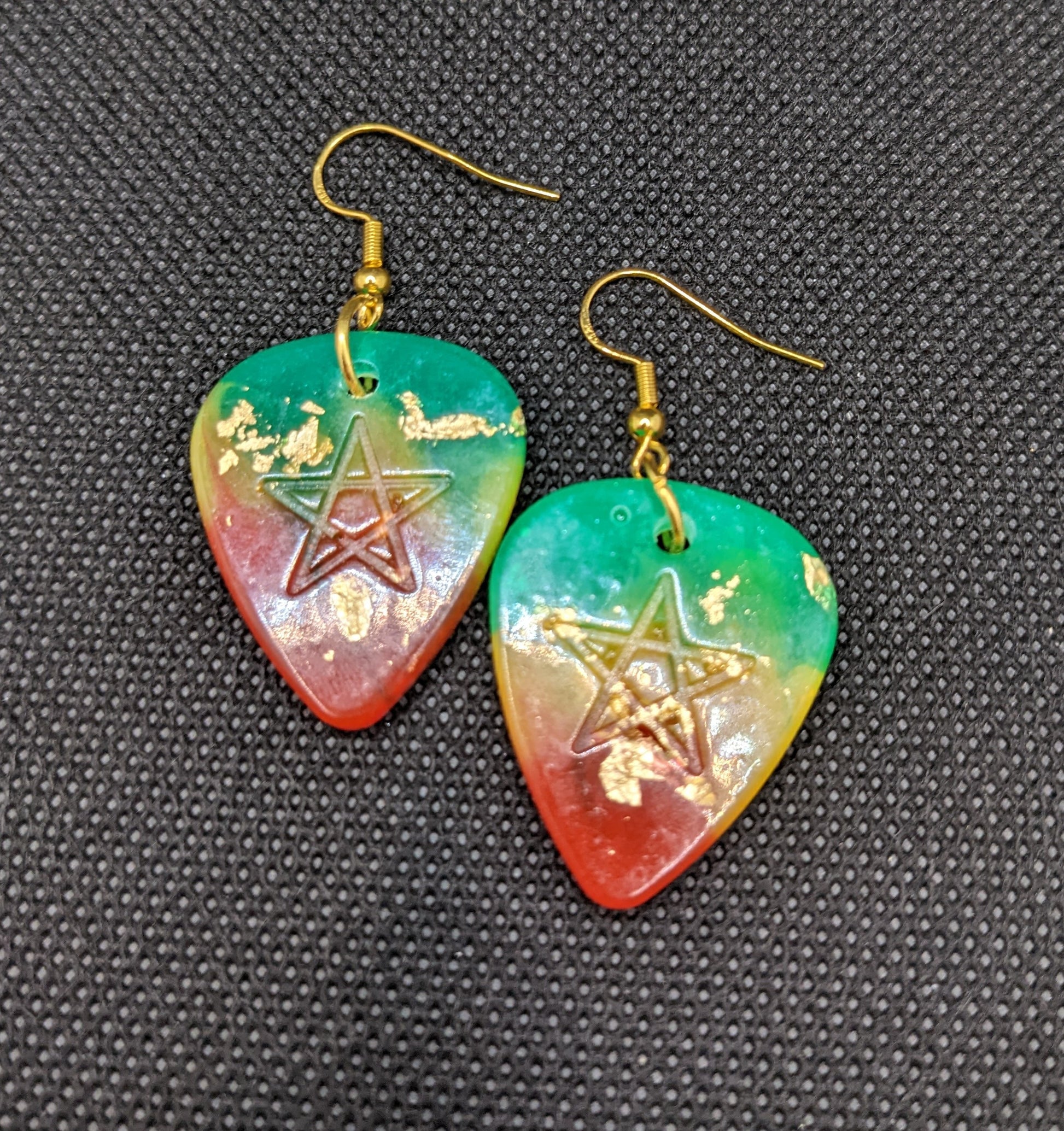 Rasta Guitar Pick Earrings - Earrings