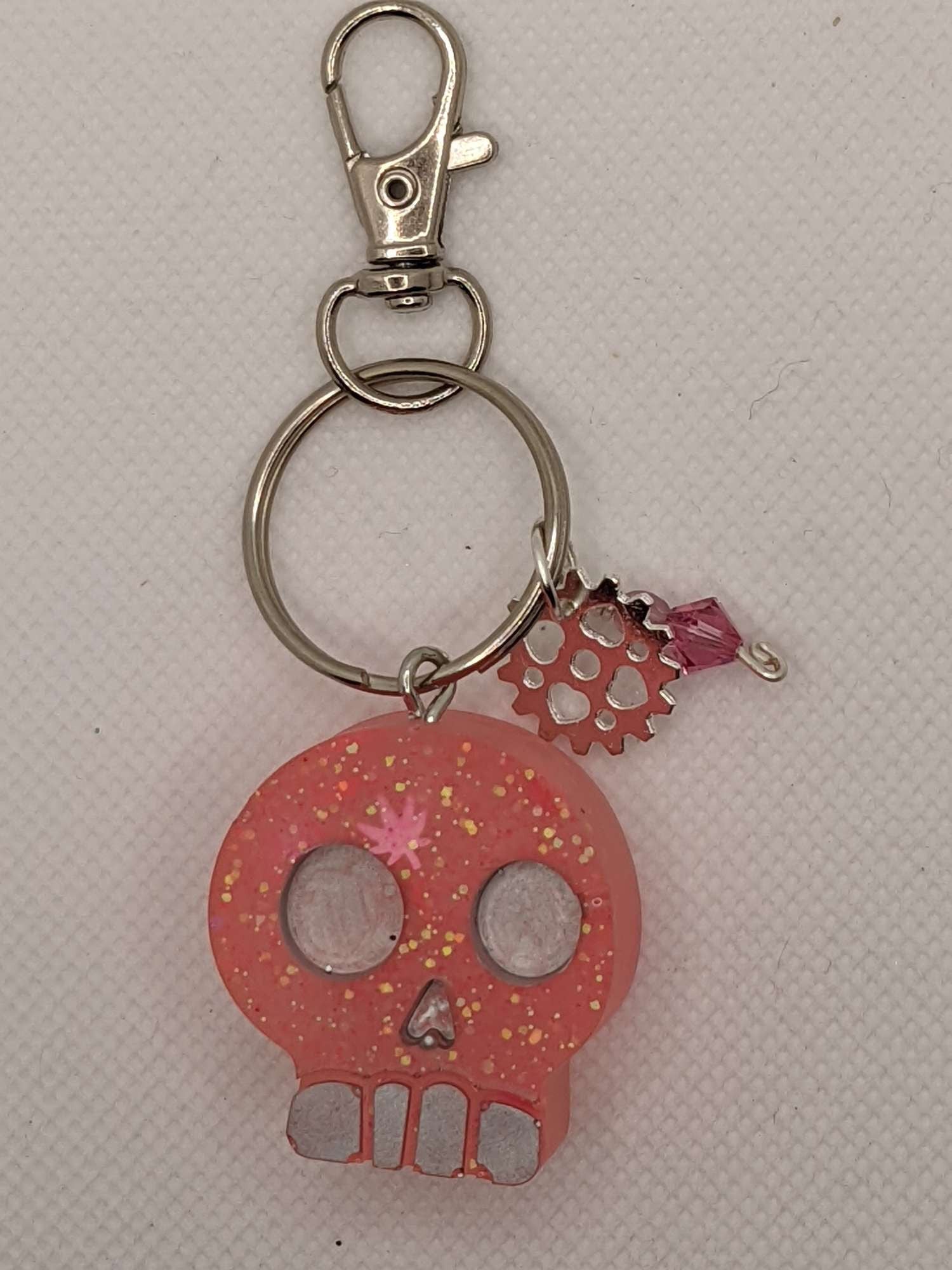 Pink Glow in the Dark Skull - Keychain