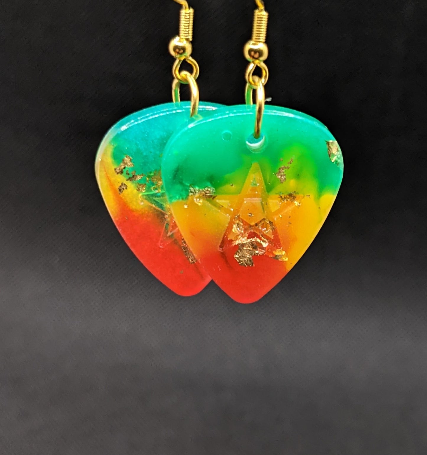 Rasta Guitar Pick Earrings - Earrings