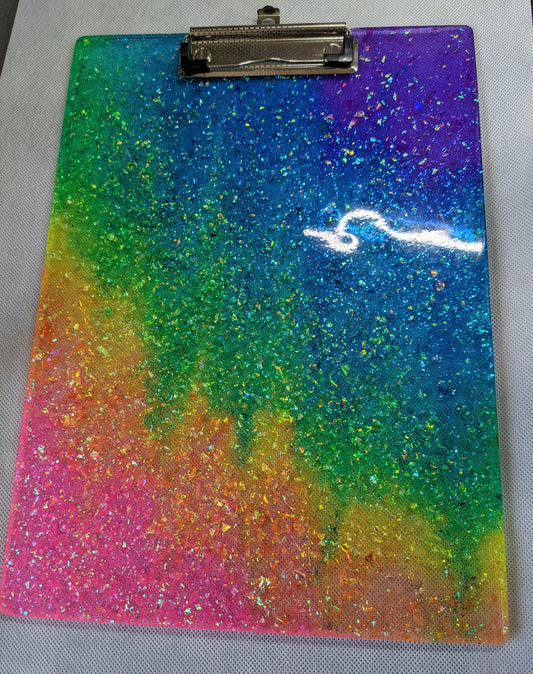 Rainbow Glitter Clipboard