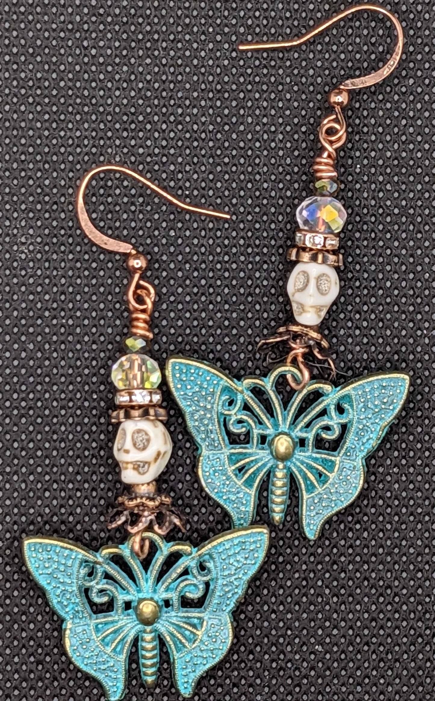 Skull and Patina Butterflies - Keychain