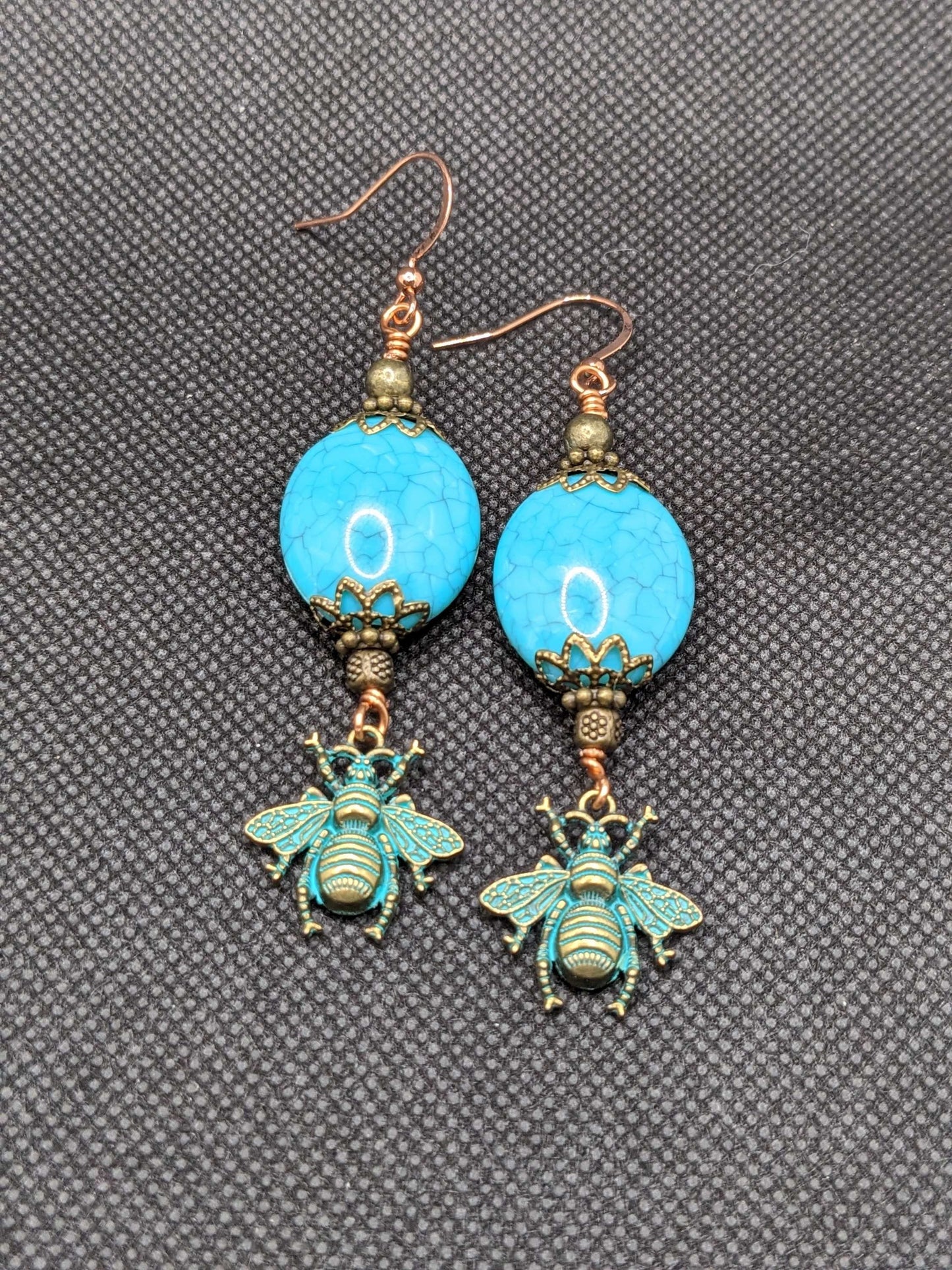 Turquoise Busy Bee Earrings - Earrings