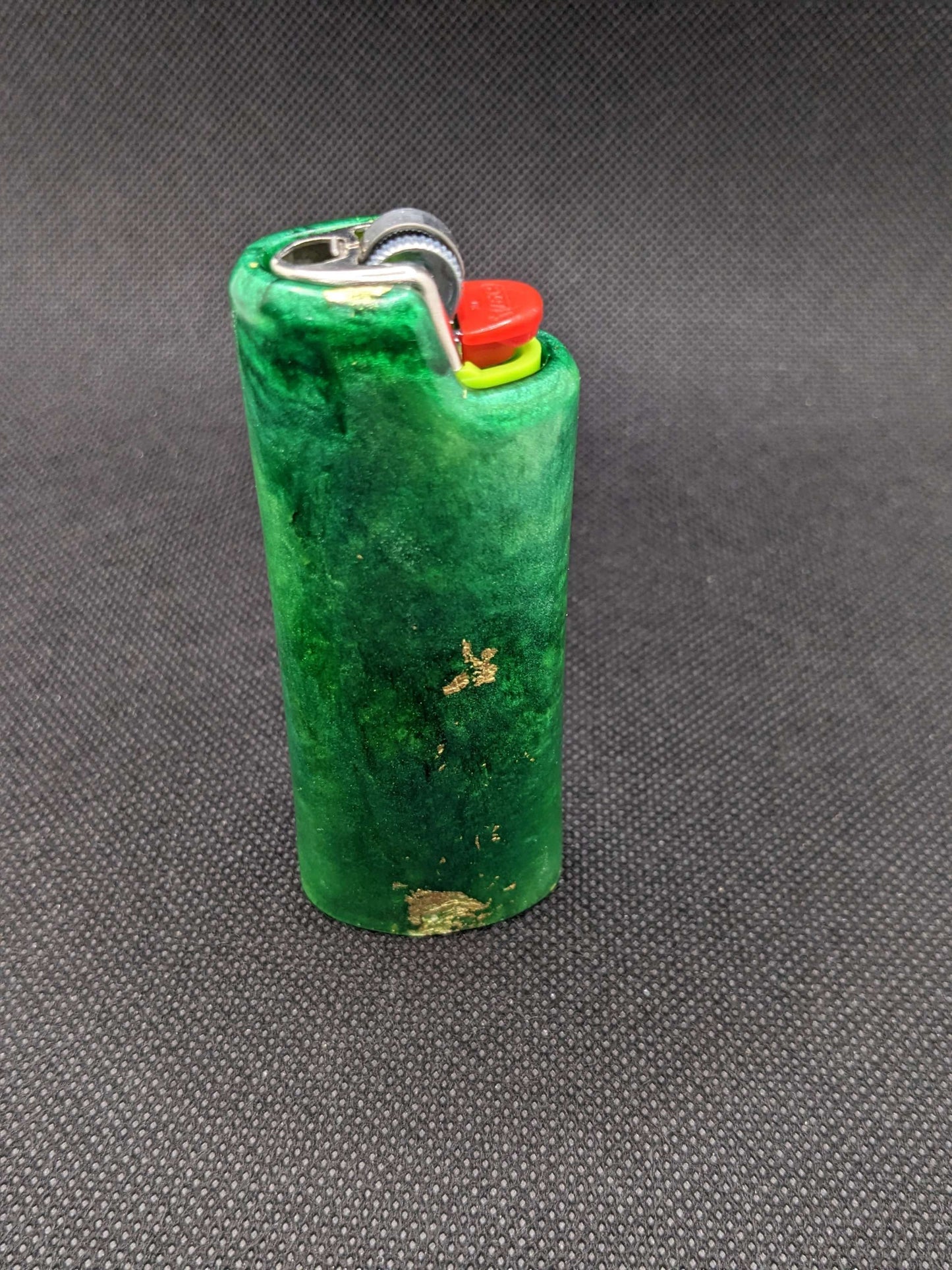 Green & Gold flake lighter cover - Keychain