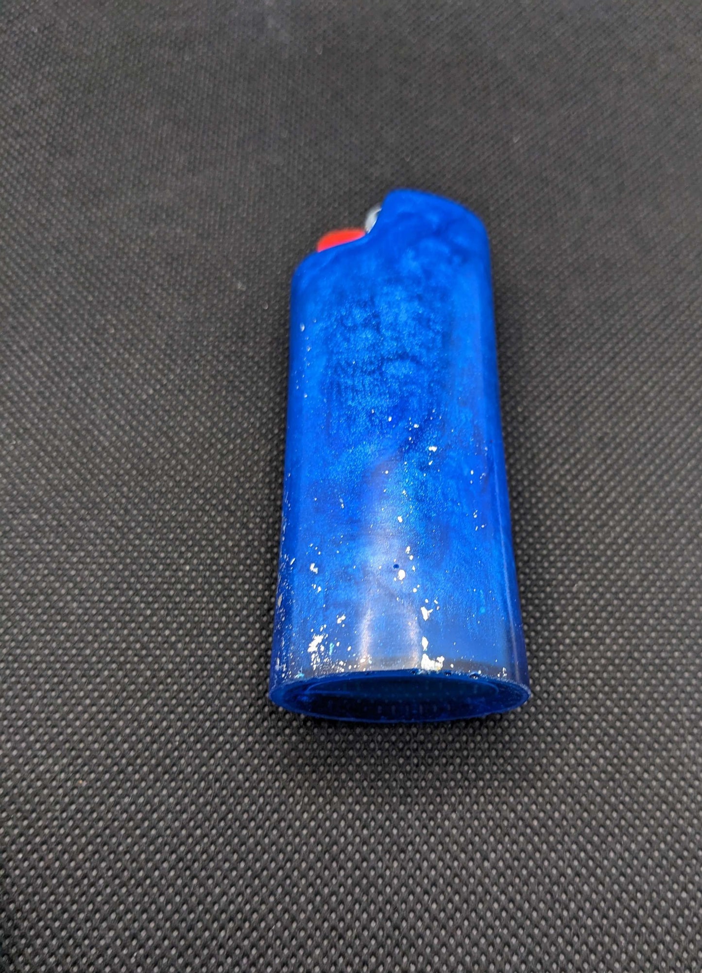 Blue & silver flake lighter cover - Keychain