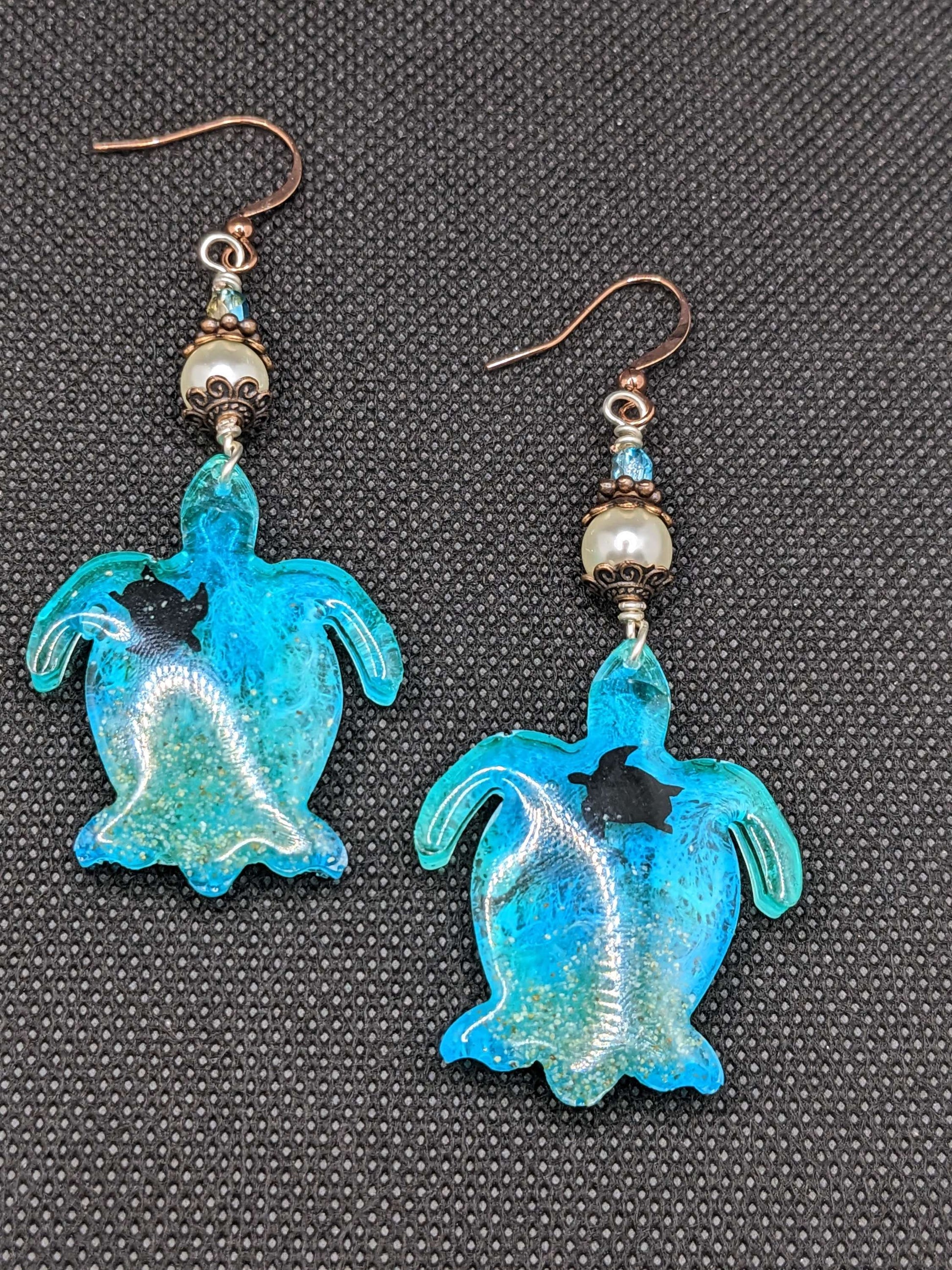 Sea turtle & stingray Earrings - Earrings