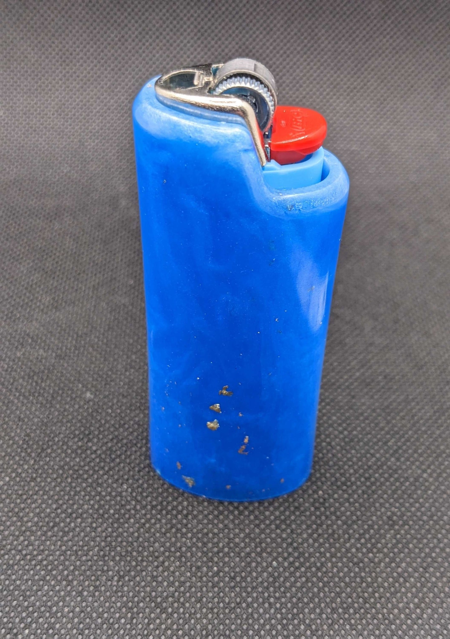 Blue & Gold flake lighter cover - Keychain