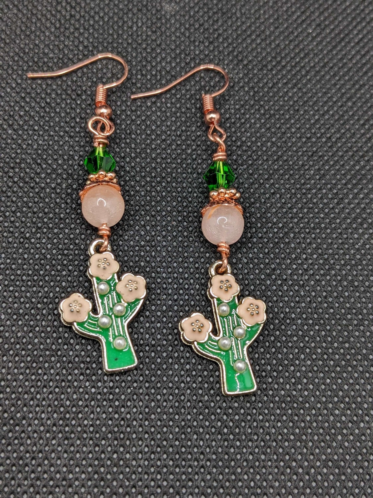 Cactus and Rose Quartz Earrings - Earrings