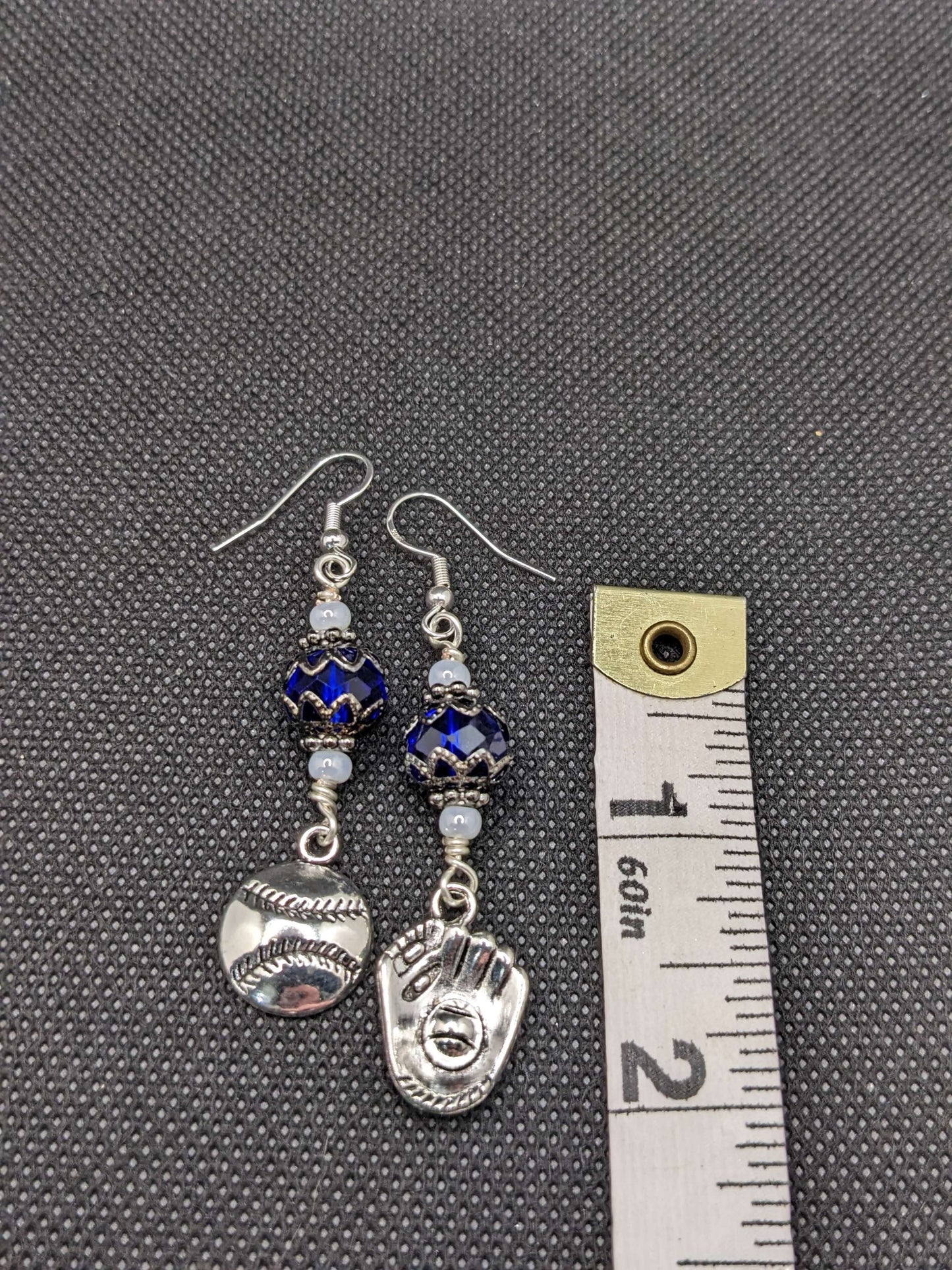 Baseball Blue crystal Earrings - Earrings