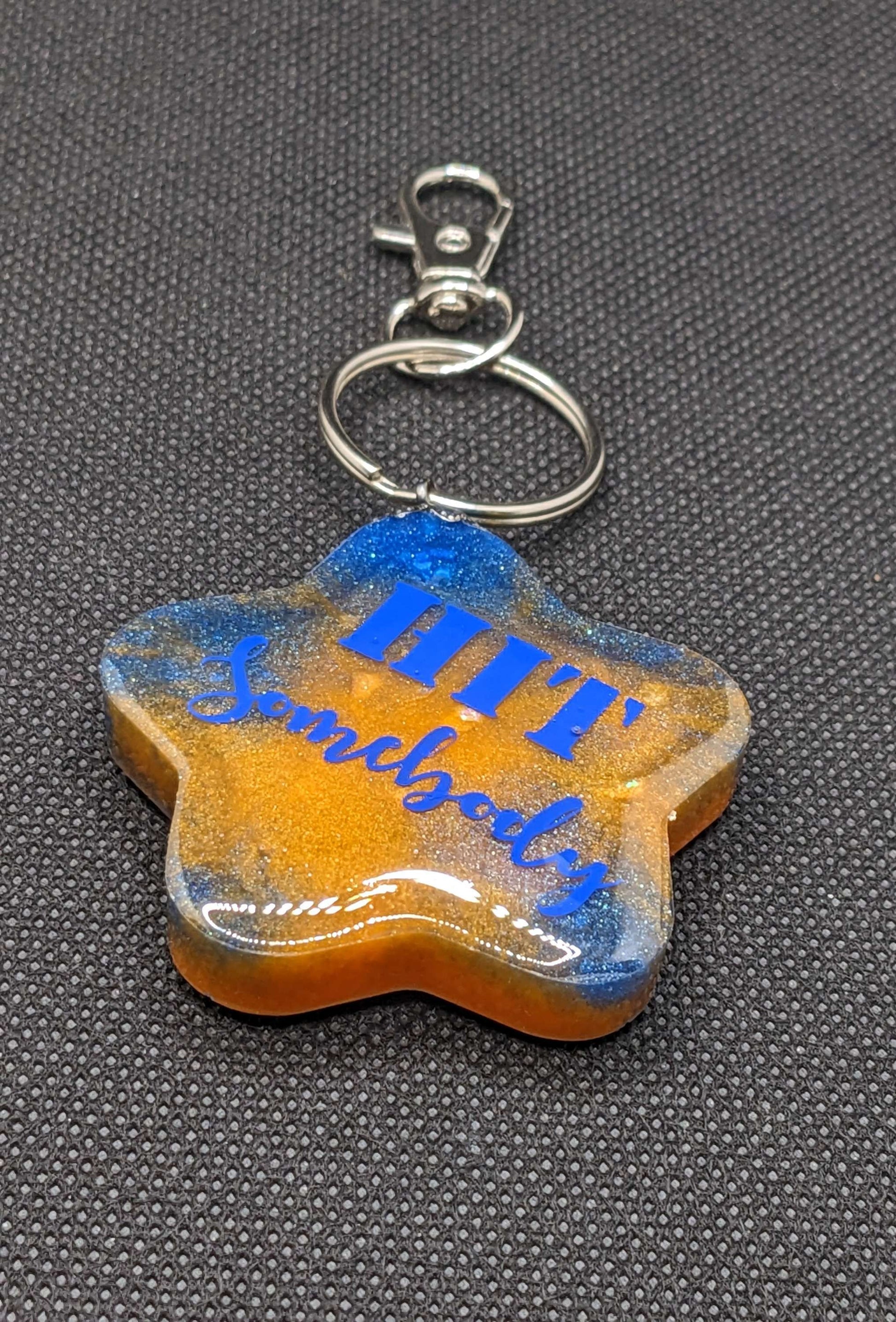 Blue & Orange Football star Shaker Keychain - Keychain