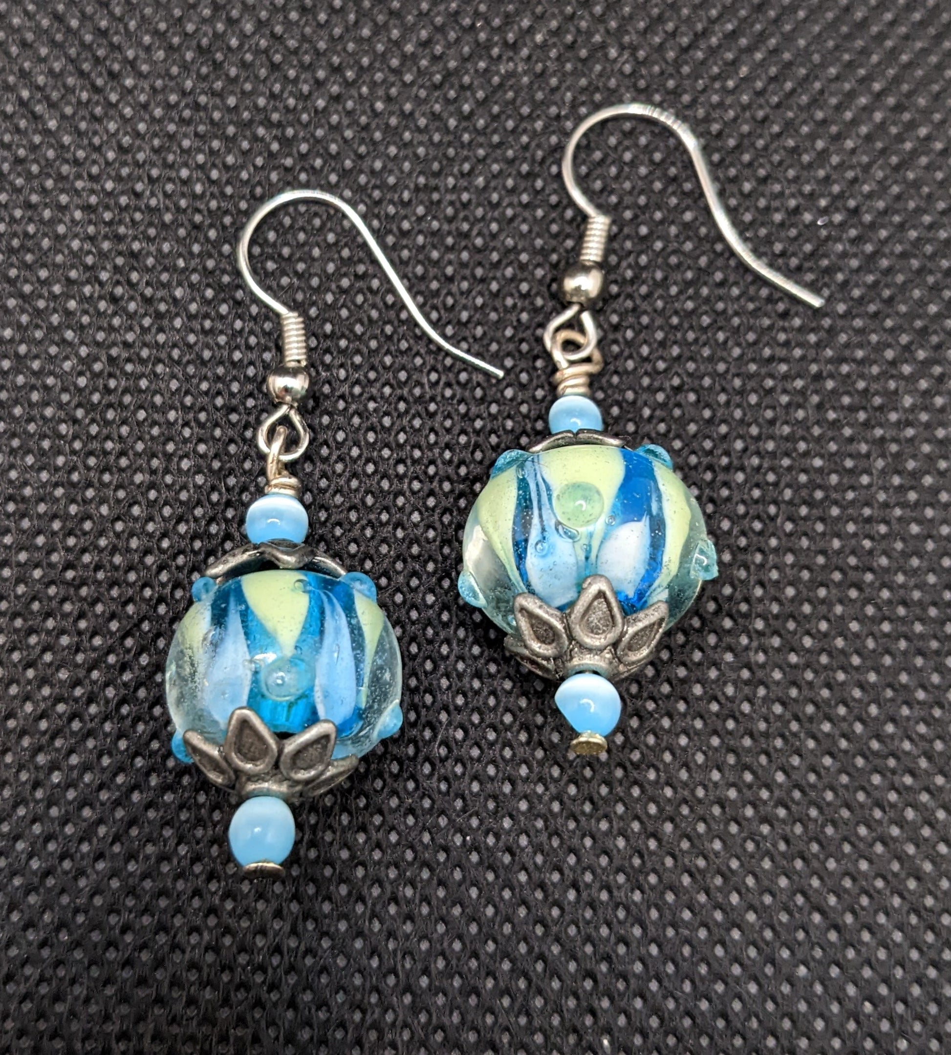 Green & Blue Glass bead Earrings - Earrings