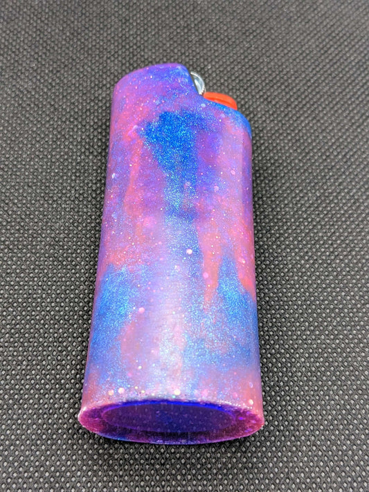 Purple, pink & teal lighter cover - Keychain