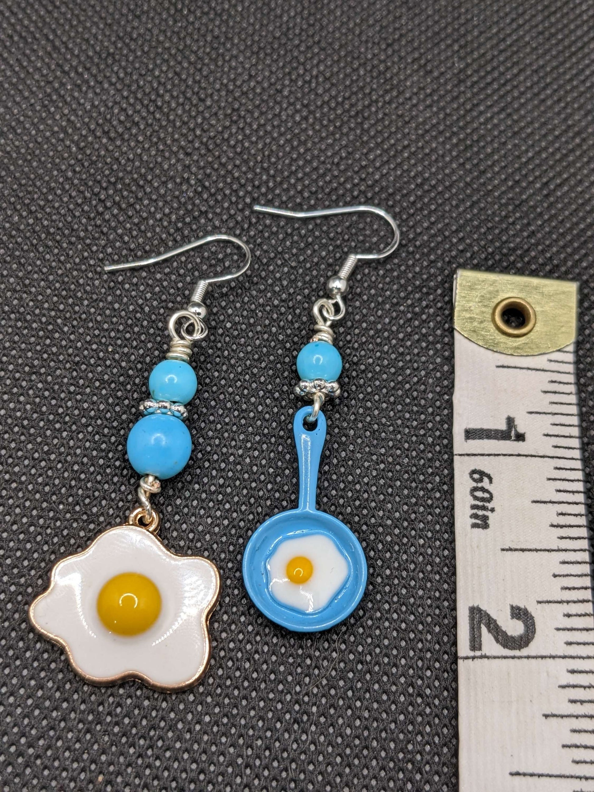 Turquoise & Fried Egg Earrings - Earrings