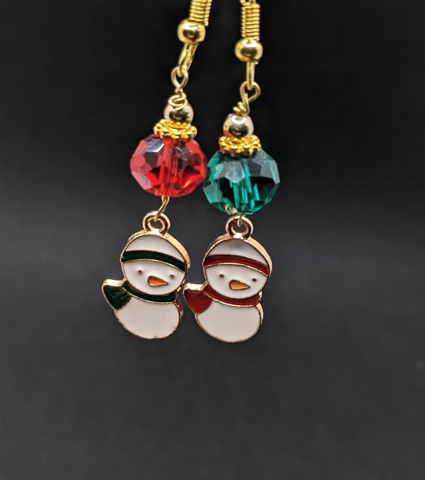 Snowman Red & Green Earrings - Earrings