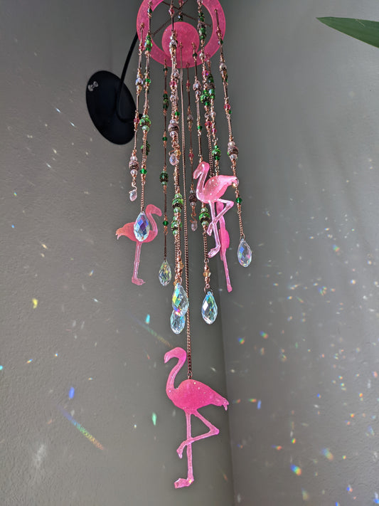 Pink Flamingo Suncatcher - Keychain