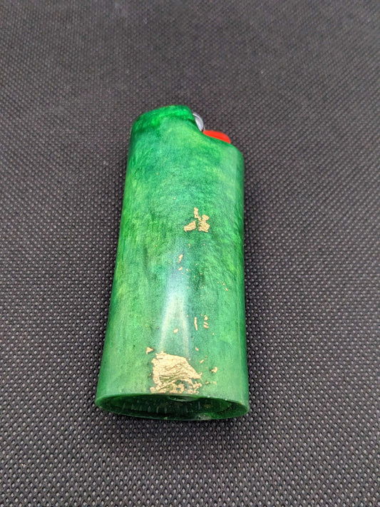 Green & Gold flake lighter cover - Keychain