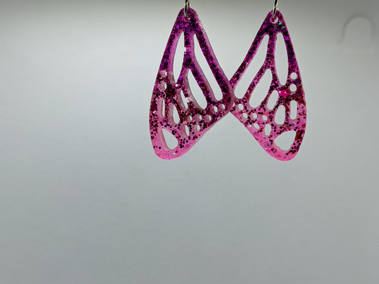 Pink Glitter Butterfly Wing Earrings - Earrings