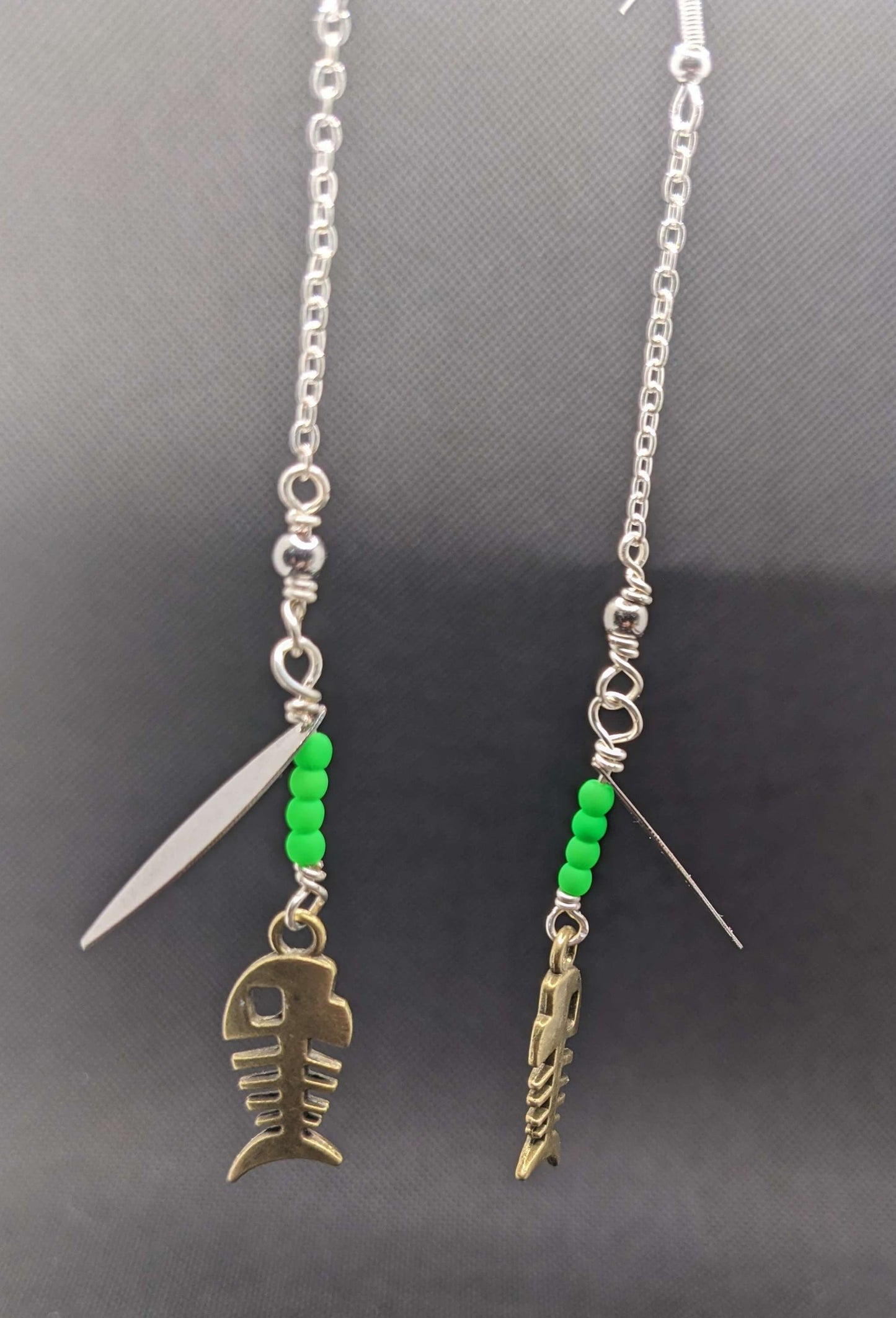 Bonefish on Neon green Spinner Earrings - Earrings