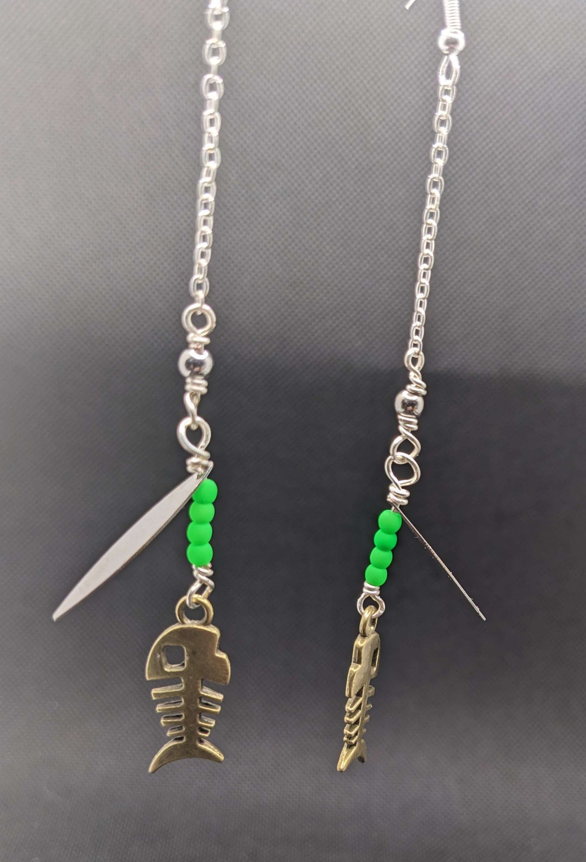 Bonefish on Neon green Spinner Earrings - Earrings