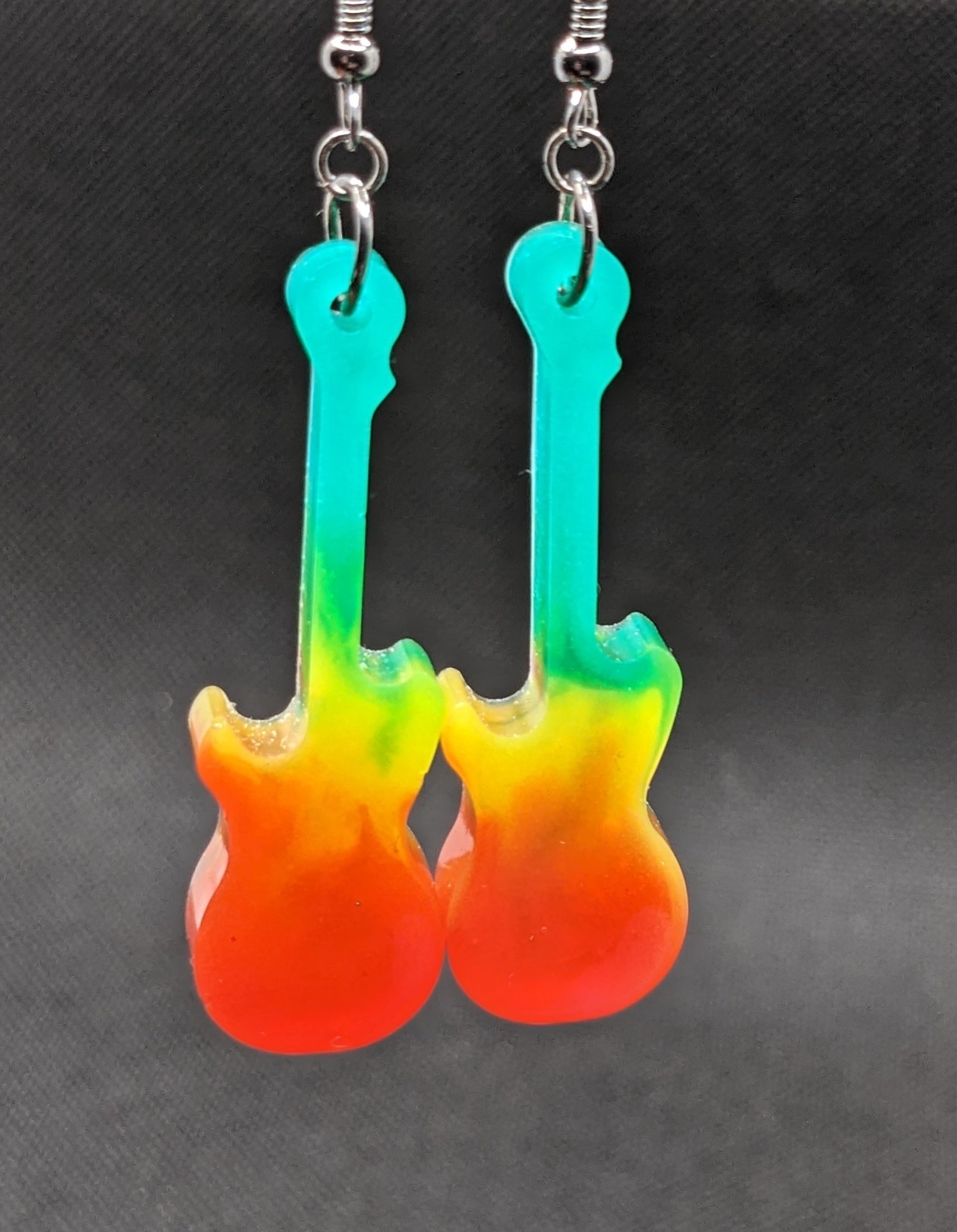 Rasta Guitar Earrings - Earrings