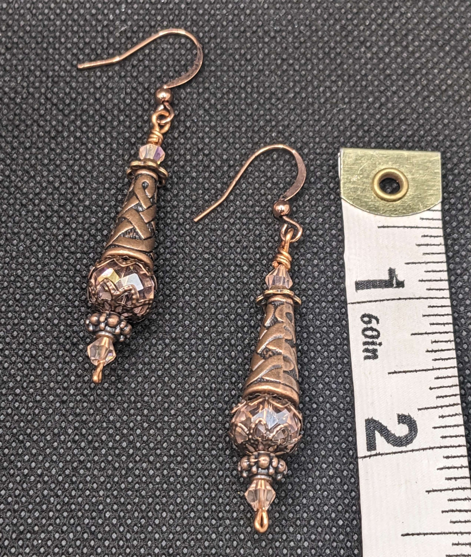 Pink & Copper Earrings - Earrings