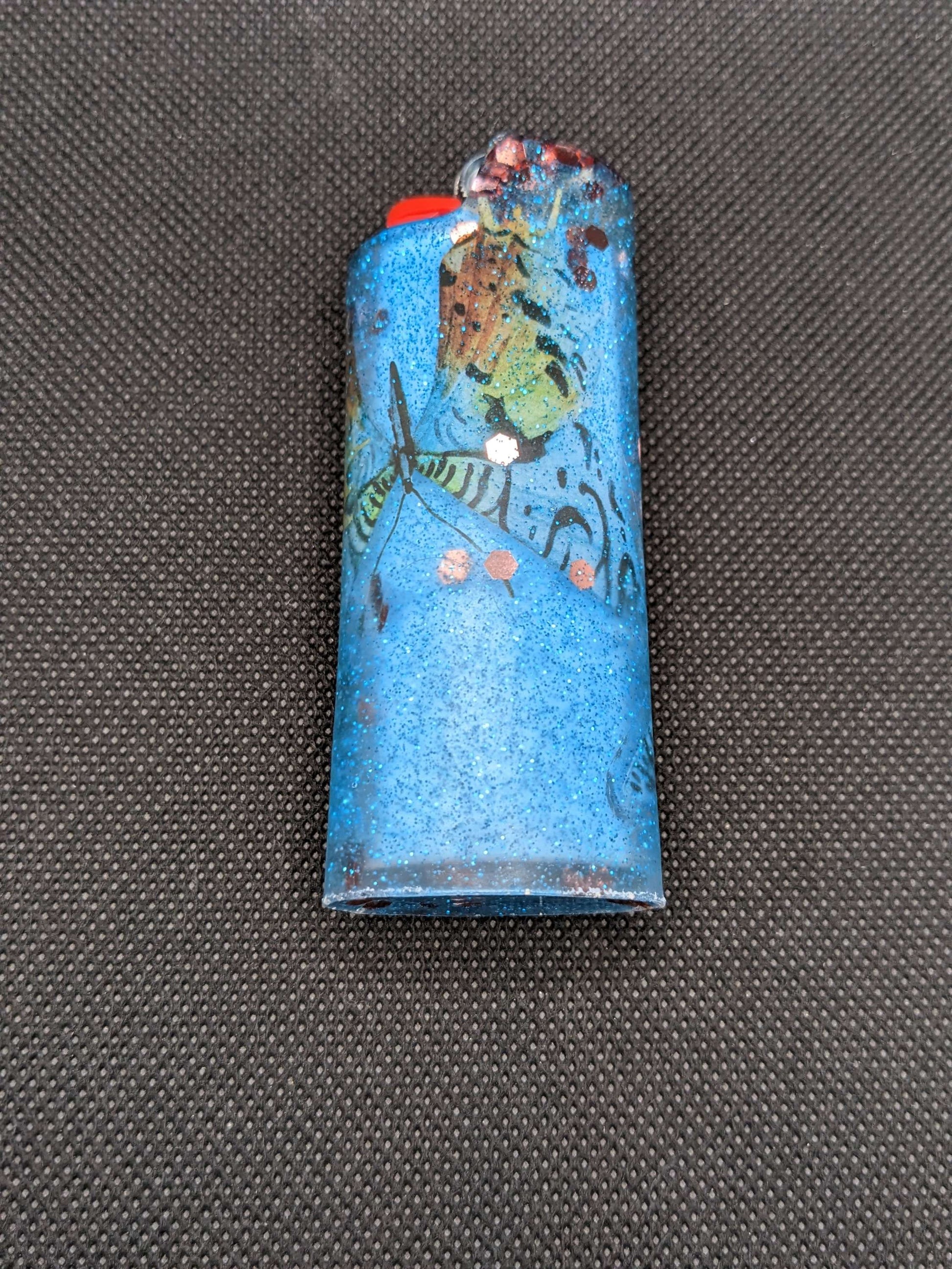 Turquoise & Rose gold Butterfly Lighter Cover - Keychain