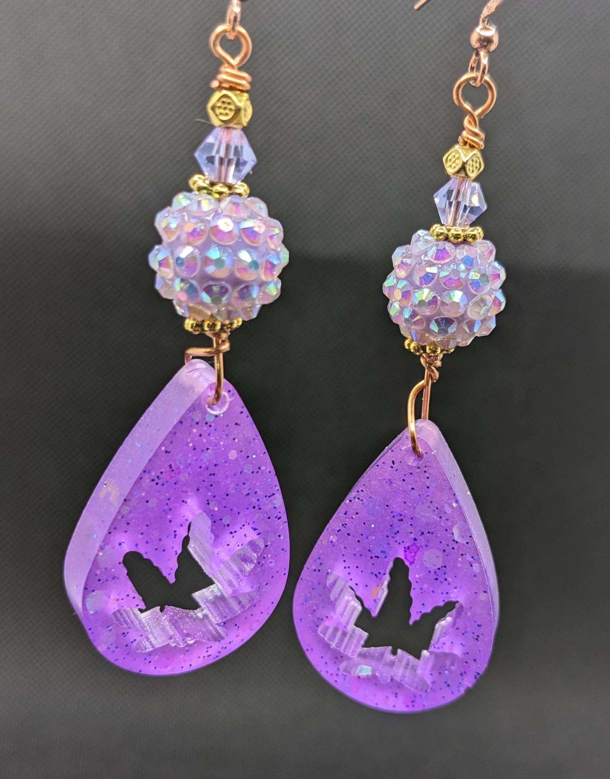 Purple Leaf Earrings - Earrings