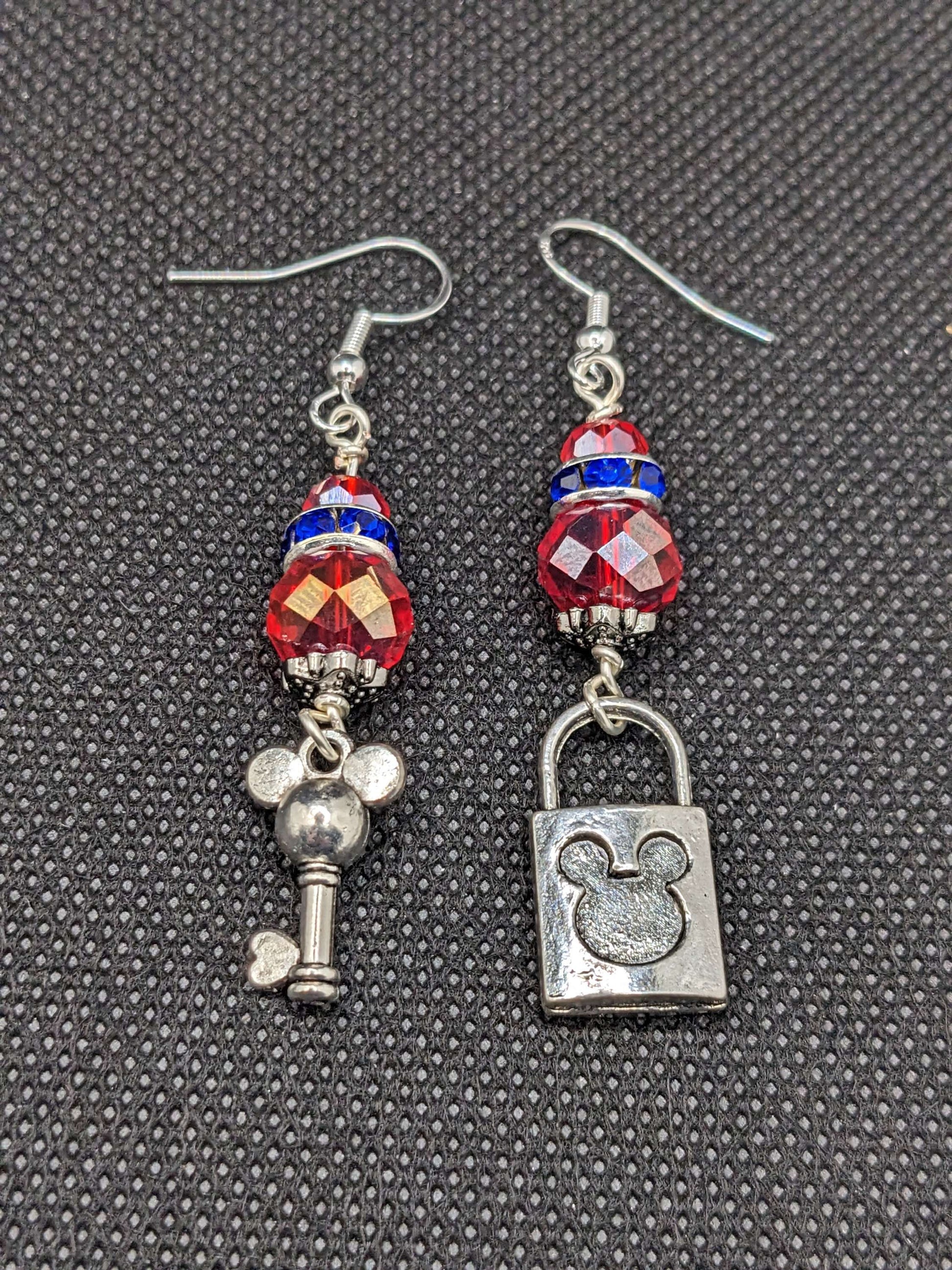 Mickey key & lock Red Earrings - Earrings