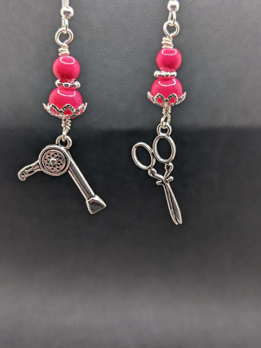 Hot Pink Hairdresser Earrings - Earrings