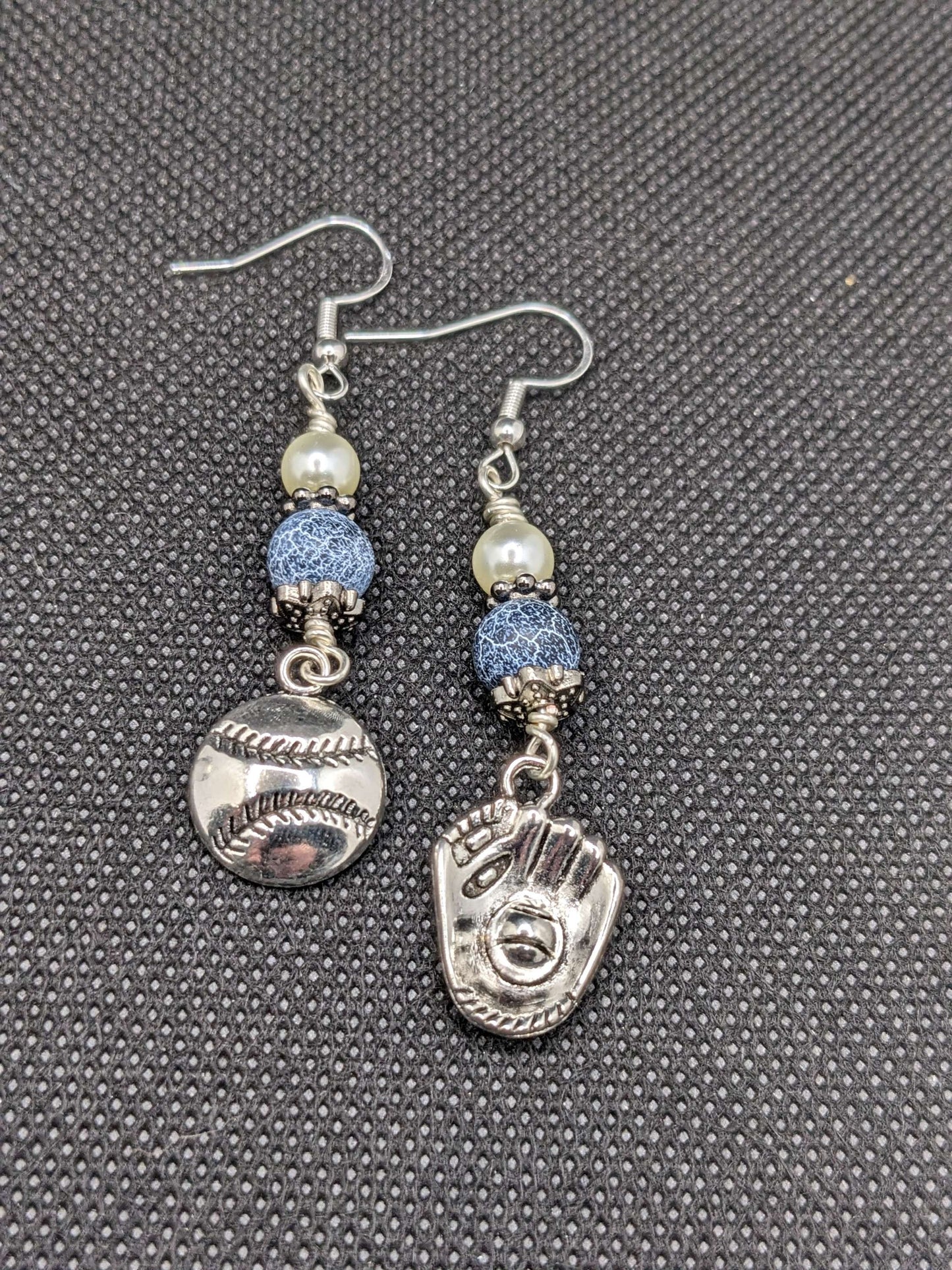 Baseball Blue stone Earrings - Earrings