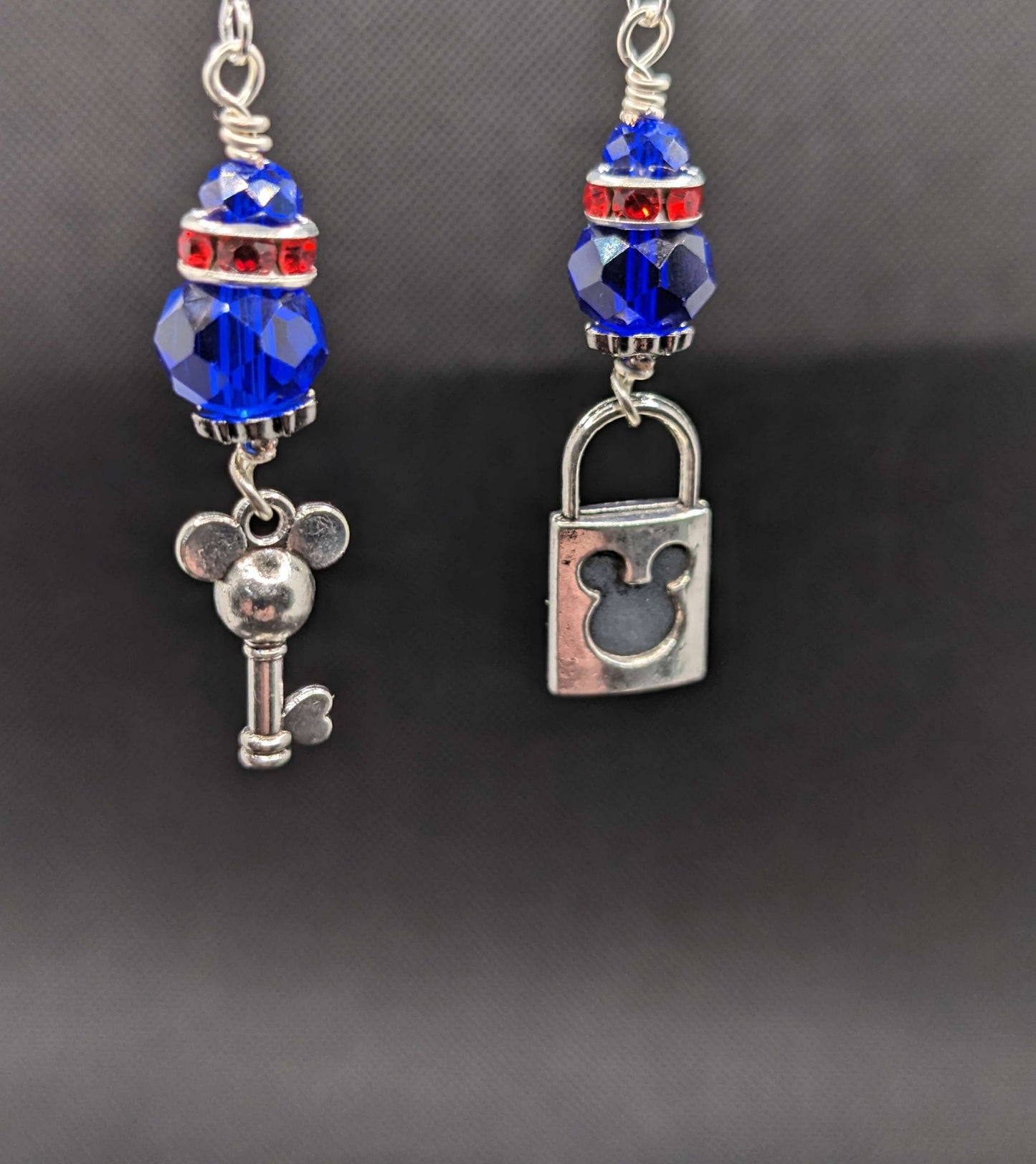 Mickey key & lock Blue Earrings - Earrings