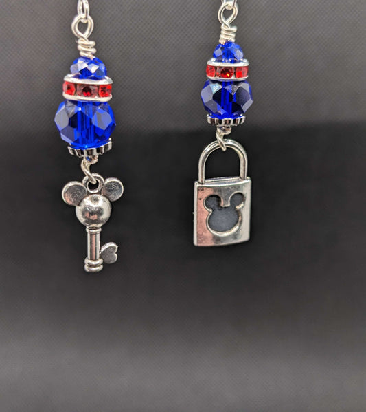 Mickey key & lock Blue Earrings - Earrings