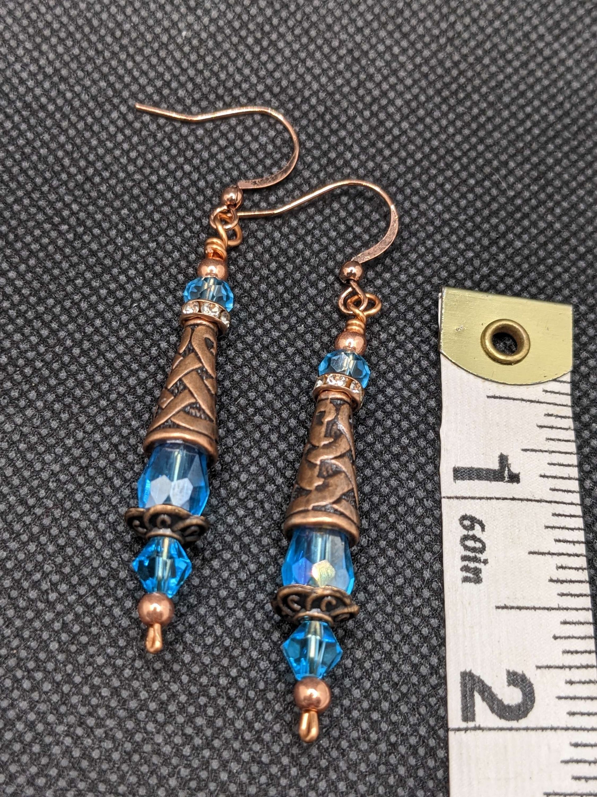 Aquamarine & Copper Earrings - Earrings