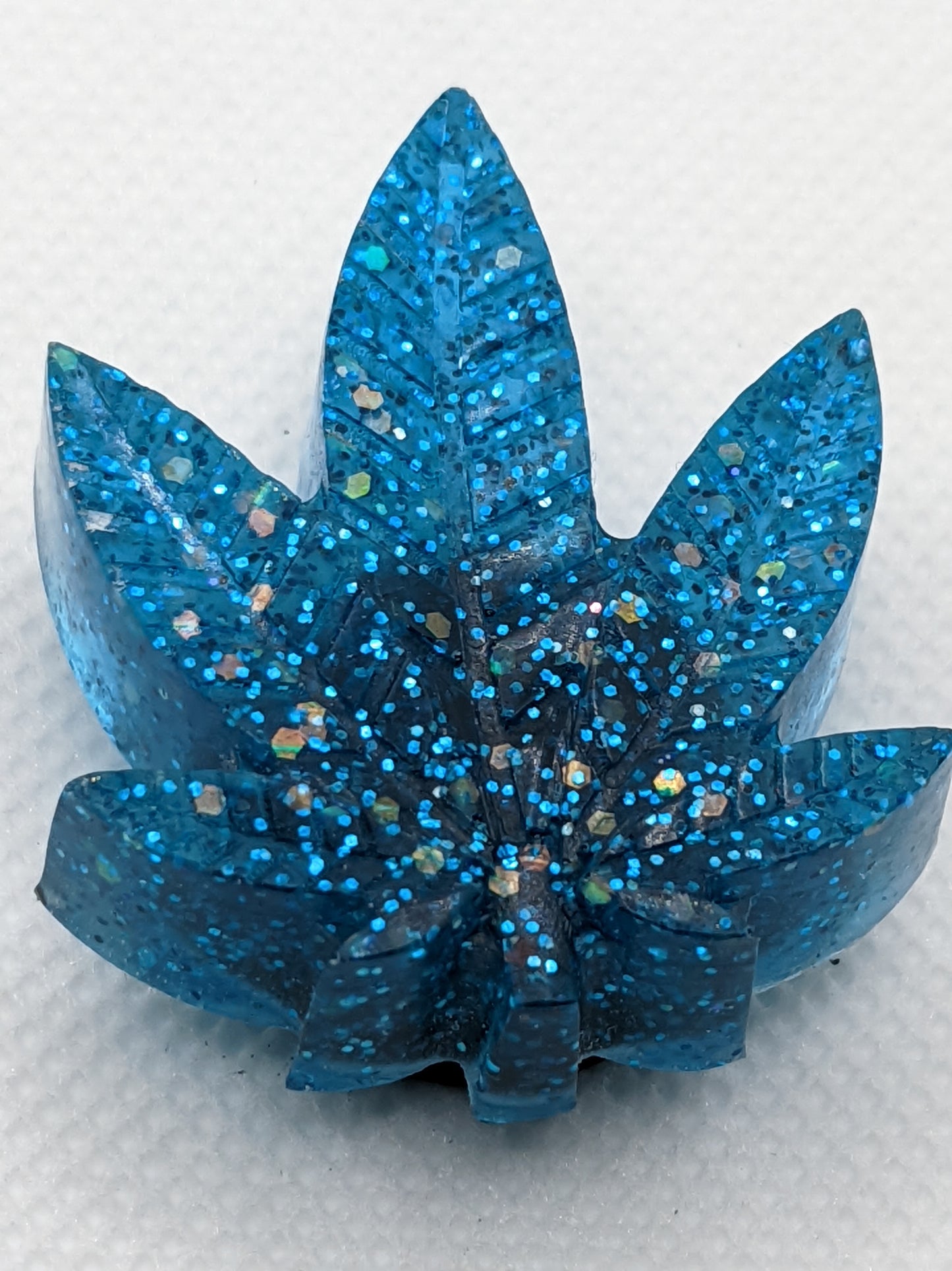 Blue Glitter Leaf Magnets - Keychain