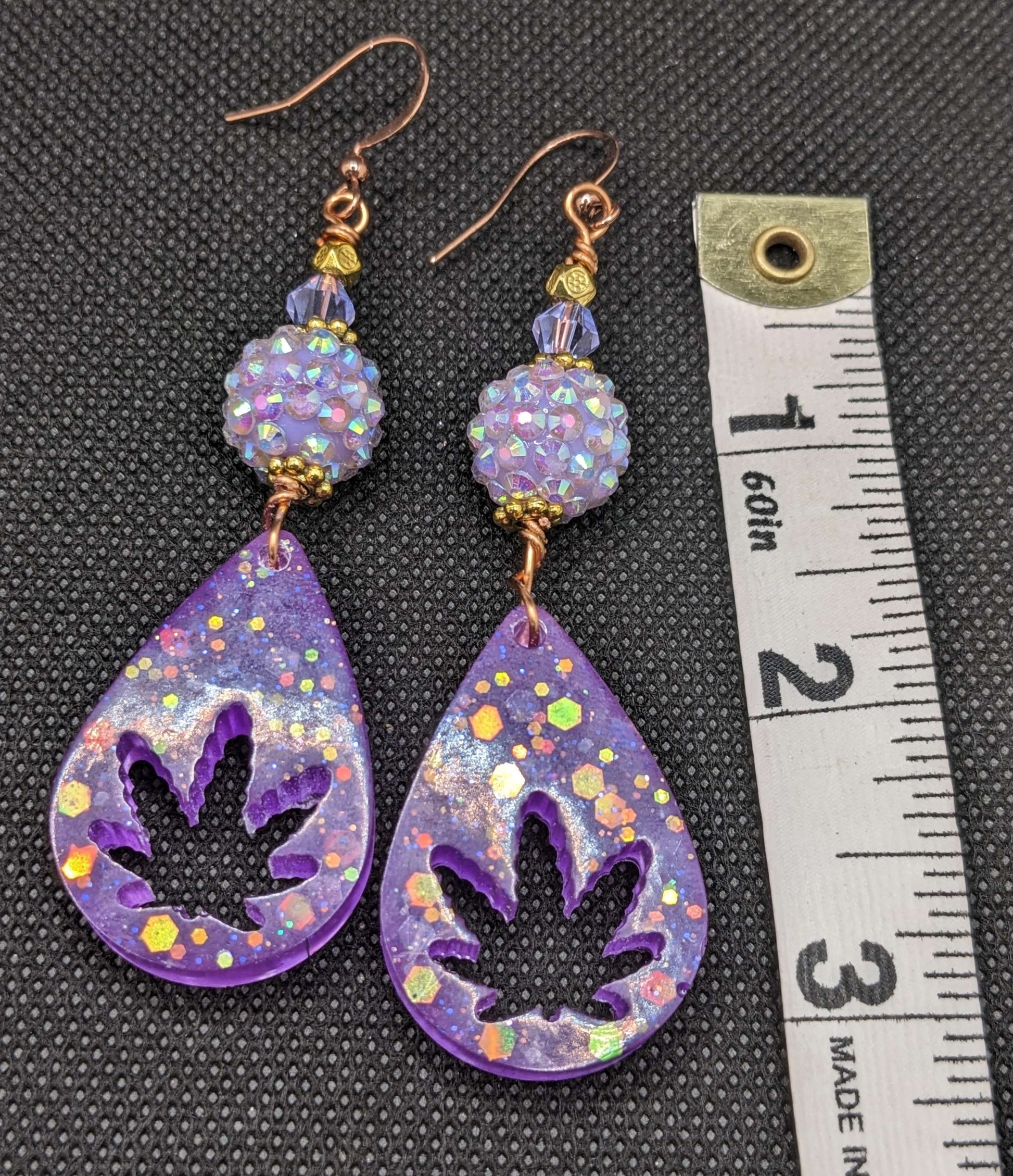 Purple Leaf Earrings - Earrings