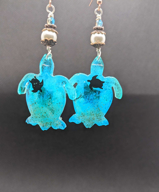 Sea turtle & stingray Earrings - Earrings