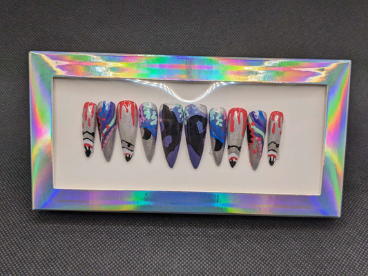 Stiletto Shark Attack Nails Glue on - Keychain