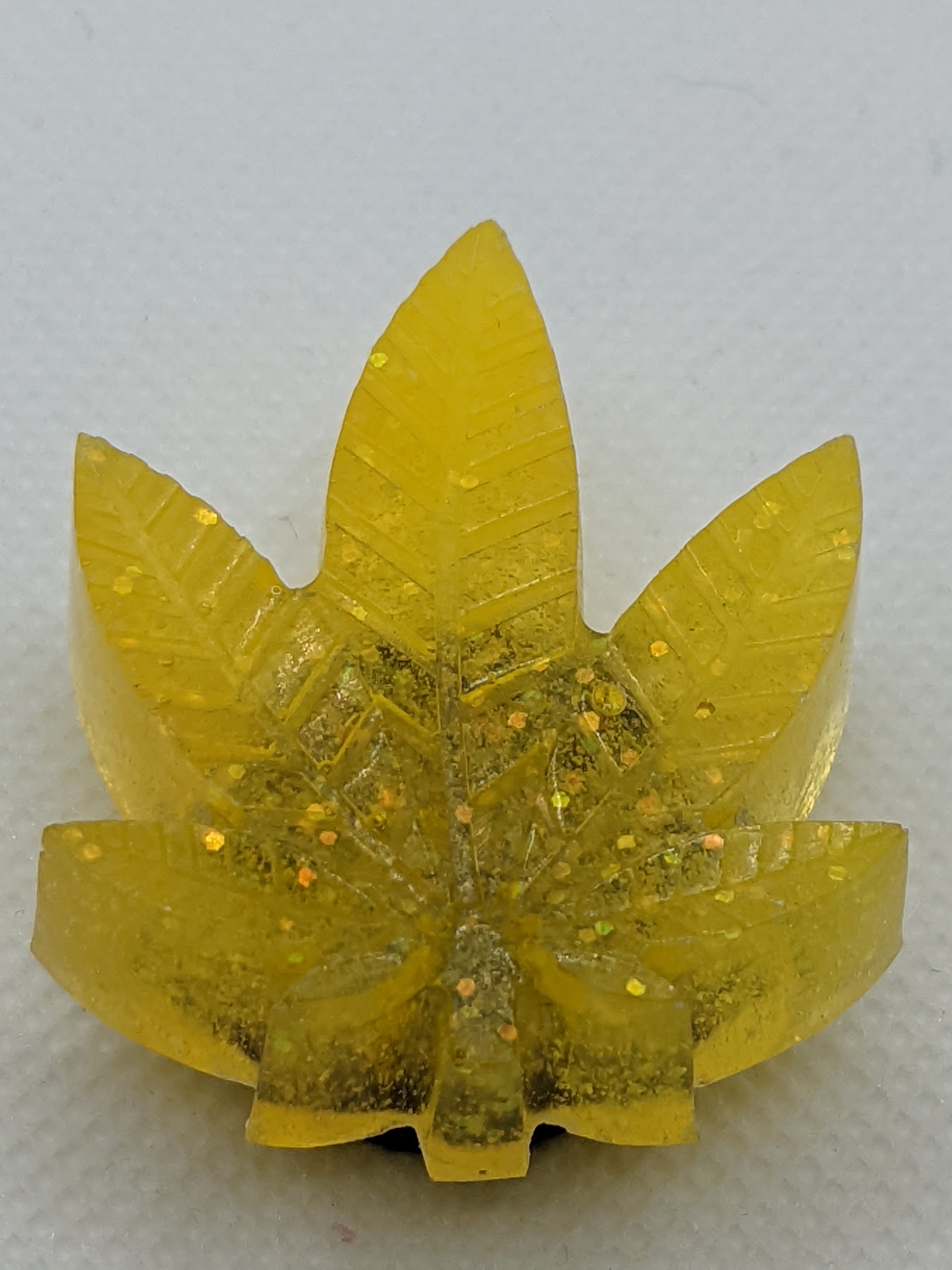 Yellow Neon Glitter Leaf Magnets - Keychain