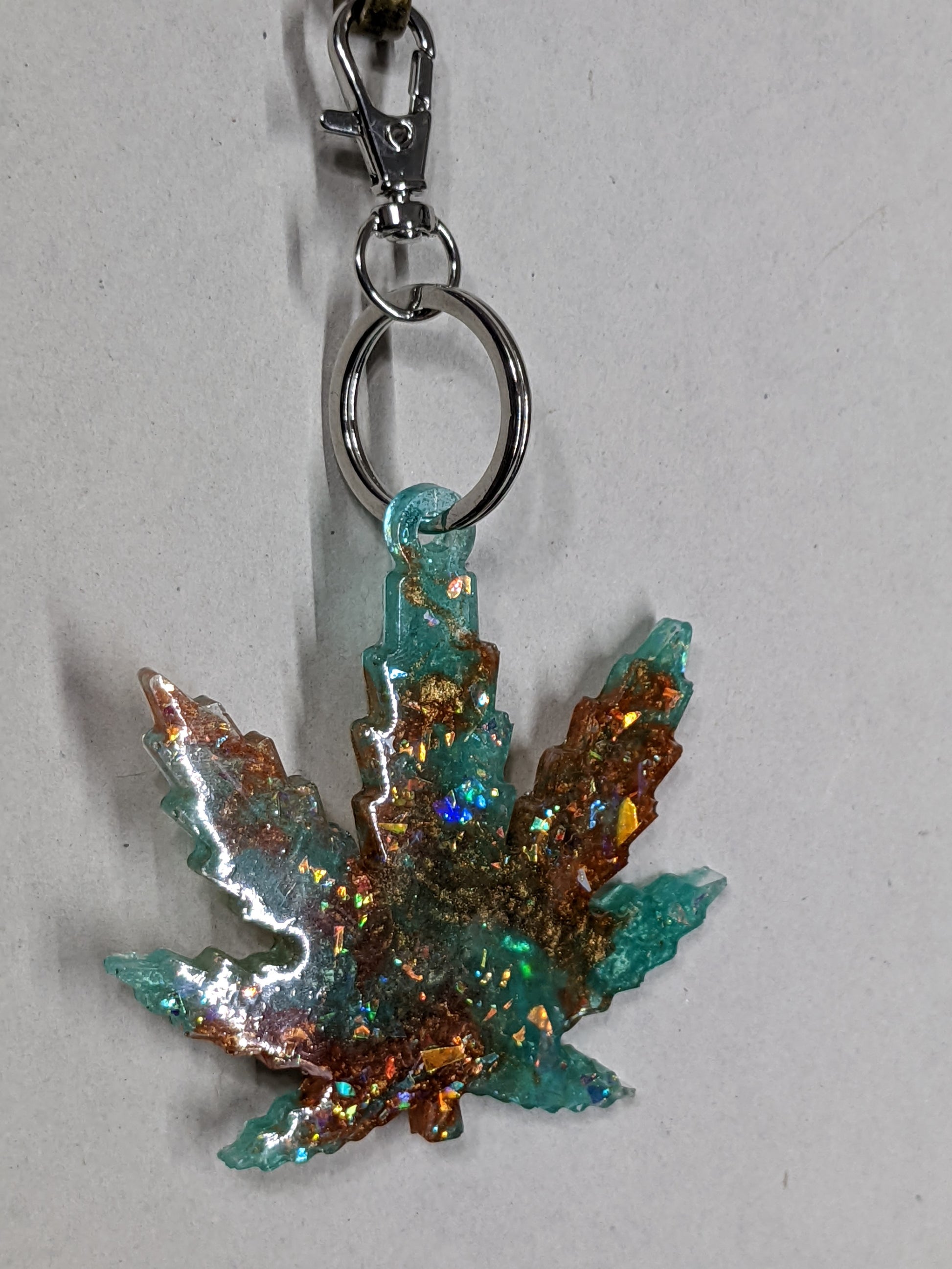 Turquoise & Copper Leaf Keychain - Keychain