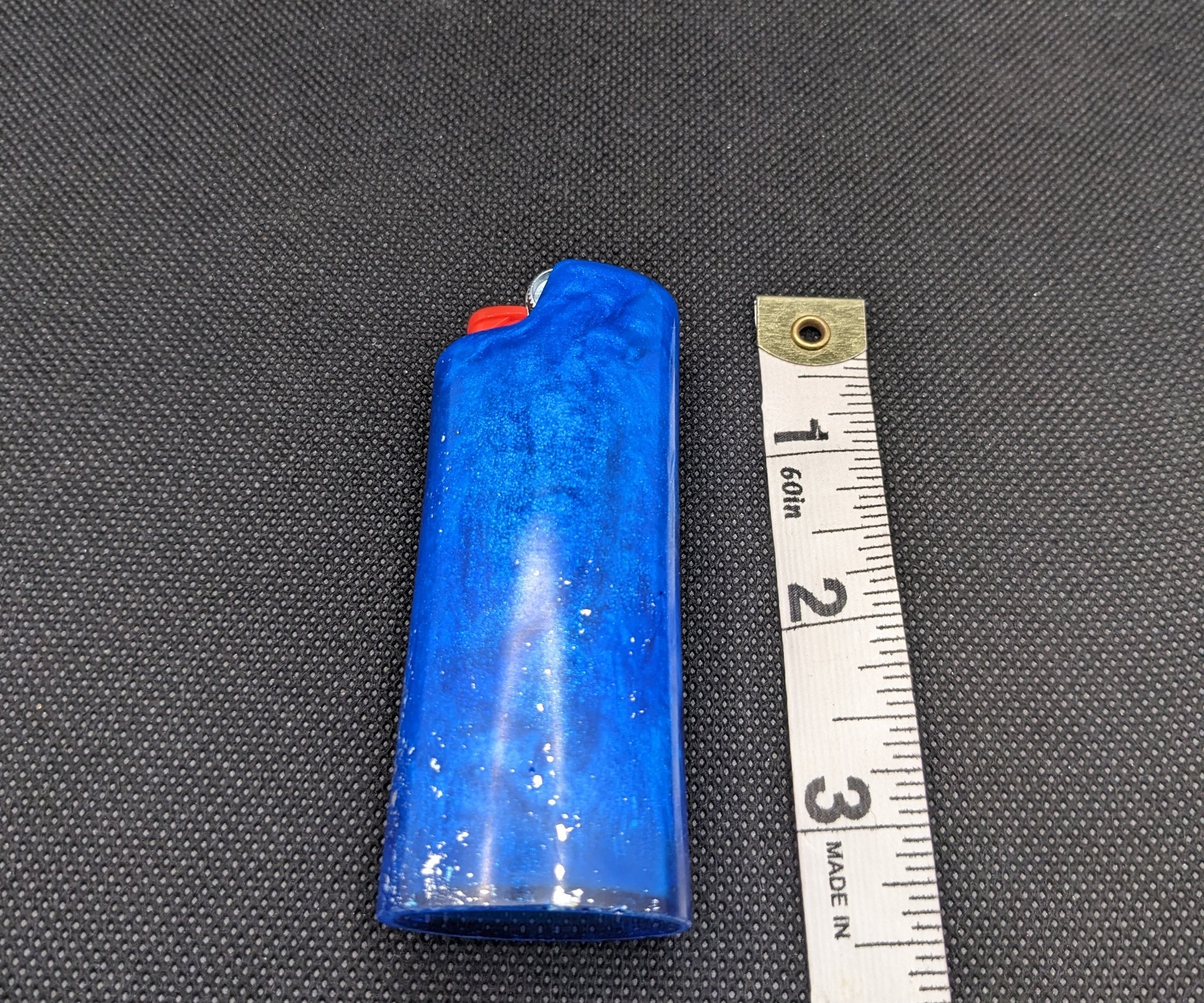 Blue & silver flake lighter cover - Keychain